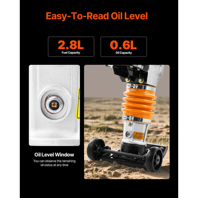 VEVOR 6,5 HP 196 cc Fuel Power Jumping Jack Vibratory Rammer Tamper Compactor