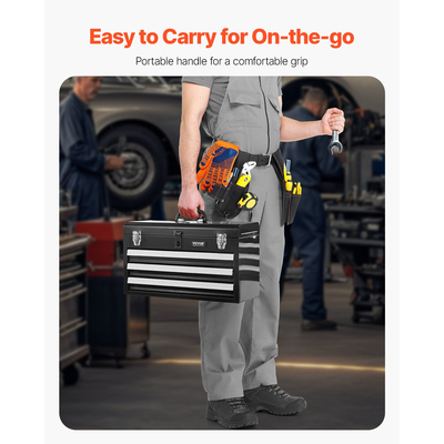 VEVOR Εργαλειοθήκη 20,5 ιντσών Φορητή Μεταλλική Εργαλειοθήκη με 3 Συρτάρια Εργαλειοθήκη