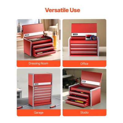 VEVOR Tool Box 8,6 ιντσών Φορητό Metal Tool Box 3 Drawers Tool Organizer Κόκκινο