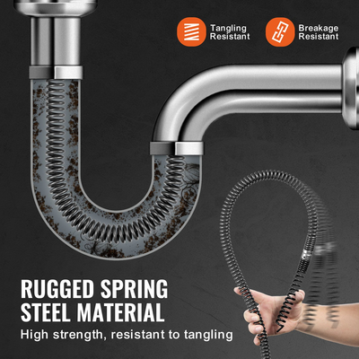 VEVOR Sectional Drain Cable Cleaning Cable 100FTx5/8In & 7 Cutters for 0,8"-3,9" Pipes