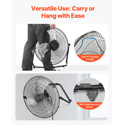 Βιομηχανικός ανεμιστήρας υψηλής ταχύτητας VEVOR 20 In Floor Fan 3 ταχυτήτων με ρυθμιζόμενη κλίση 360°