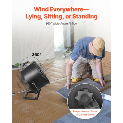 Βιομηχανικός ανεμιστήρας υψηλής ταχύτητας VEVOR 14 In Floor Fan 3 ταχυτήτων με ρυθμιζόμενη κλίση 360°