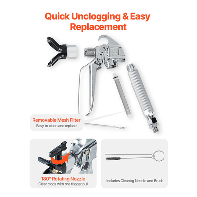 Πιστόλι βαφής VEVOR Airless 3600PSI Πιστόλι ψεκασμού υψηλής πίεσης χωρίς αέρα 517 Συμβουλή