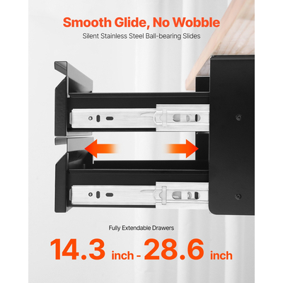 VEVOR 2 Συρτάρι 40 cm κάτω από το γραφείο Συρτάρι Organizer Συρτάρι εξοικονόμησης χώρου