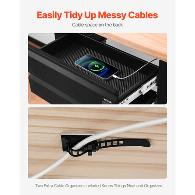 VEVOR 2 Συρτάρι 40 cm κάτω από το γραφείο Συρτάρι Organizer Συρτάρι εξοικονόμησης χώρου