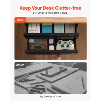 VEVOR 2 Συρτάρι 40 cm κάτω από το γραφείο Συρτάρι Organizer Συρτάρι εξοικονόμησης χώρου