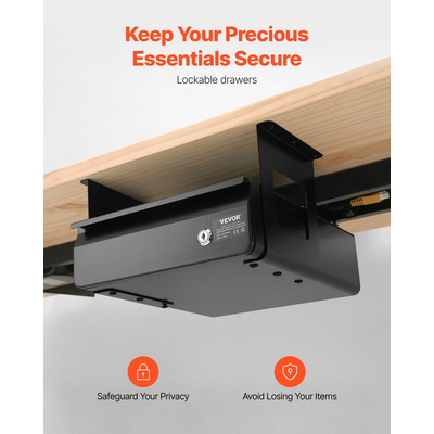VEVOR 33 cm με δυνατότητα κλειδώματος κάτω από το γραφείο Συρτάρι Organizer Συρτάρι προς τα έξω Συρτάρι οικιακού γραφείου