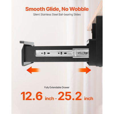 VEVOR 33 cm με δυνατότητα κλειδώματος κάτω από το γραφείο Συρτάρι Organizer Συρτάρι προς τα έξω Συρτάρι οικιακού γραφείου