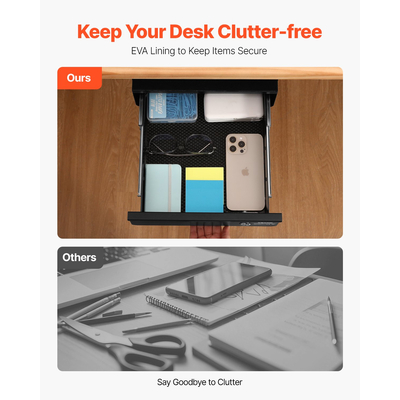 VEVOR 33 cm με δυνατότητα κλειδώματος κάτω από το γραφείο Συρτάρι Organizer Συρτάρι προς τα έξω Συρτάρι οικιακού γραφείου