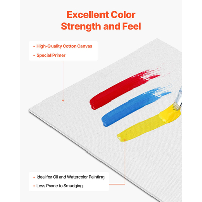 VEVOR Πίνακες καμβά για ζωγραφική 60 Πακέτο 8 x 10 ιντσών Κενοί καμβάδες για ζωγραφική