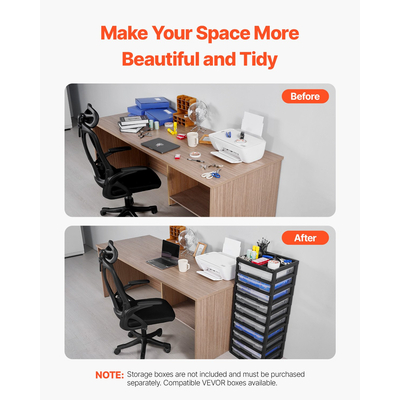 Plastic Storage Organizer 10-Tier Μεγάλη χωρητικότητα με Organizer Top Μαύρο πλαίσιο