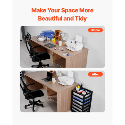 Τροχαίο καλάθι αποθήκευσης λευκώματος λευκώματος 6 επιπέδων μεγάλης χωρητικότητας με 6 καθαρές θήκες Μαύρο