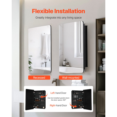 VEVOR Medicine Cabinet 20" x 30" Mirror Medicine Cabinet Ρυθμιζόμενα ράφια