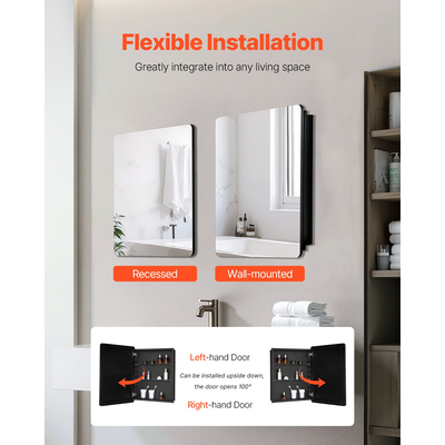 VEVOR Medicine Cabinet 24" x 30" Mirror Medicine Cabinet Ρυθμιζόμενα ράφια