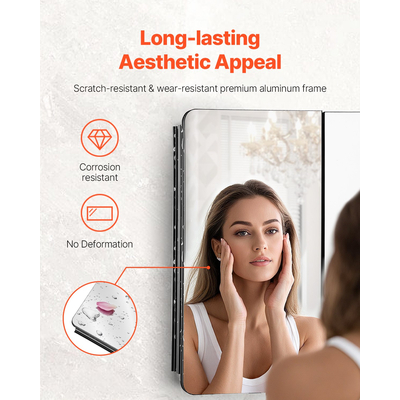 VEVOR Medicine Cabinet 25,5" x 40" Mirror Medicine Cabinet Ρυθμιζόμενα ράφια