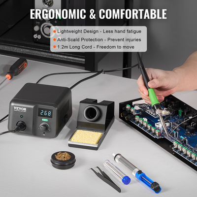 VEVOR Soldering Iron Station 70W LCD Κιτ σταθμού συγκόλλησης 122°F-932°F