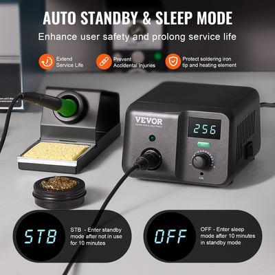VEVOR Soldering Iron Station 70W LCD Κιτ σταθμού συγκόλλησης 122°F-932°F