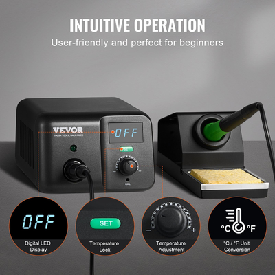 VEVOR Soldering Iron Station 70W LCD Κιτ σταθμού συγκόλλησης 122°F-932°F