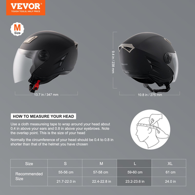 Κράνος μοτοσυκλέτας VEVOR 3/4-Face Κράνος Motocross με υποδοχή Bluetooth