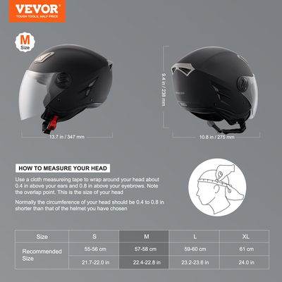 Κράνος μοτοσυκλέτας VEVOR 3/4-Face Motocross με υποδοχή Bluetooth