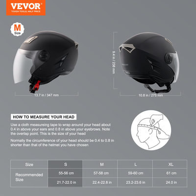 Κράνος μοτοσυκλέτας VEVOR 3/4-Face Motocross με υποδοχή Bluetooth
