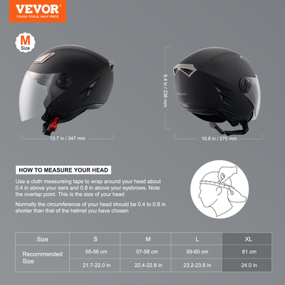 Κράνος μοτοσυκλέτας VEVOR 3/4-Face Motocross με υποδοχή Bluetooth