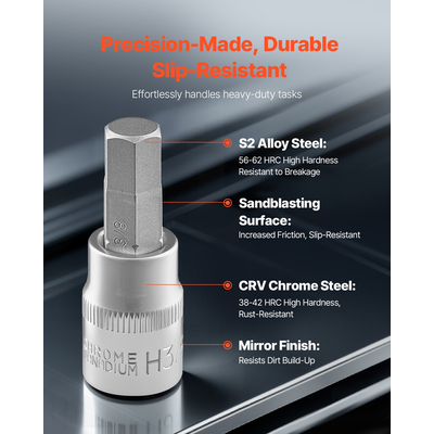 Hex Bit Socket Set 32-Pece S2 Alloy Steel Cr-V Steel Standard SAE and Metric