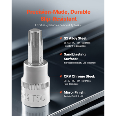 Torx Bit Socket and External Torx Socket Set 60-Pece S2 Alloy Steel Cr-V Steel