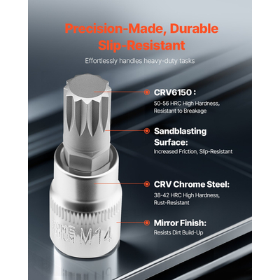 XZN Triple Square Spline Bit Socket Set 10 τεμαχίων M4-M18 Cr-V Steel Case αποθήκευσης