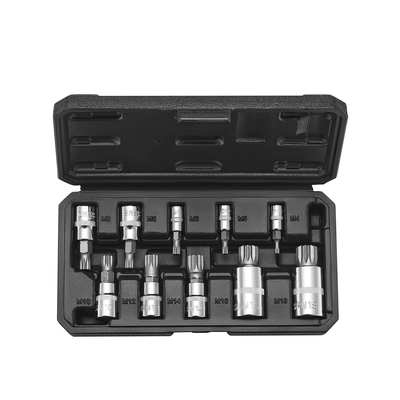 XZN Triple Square Spline Bit Socket Set 10 τεμαχίων M4-M18 Cr-V Steel Case αποθήκευσης