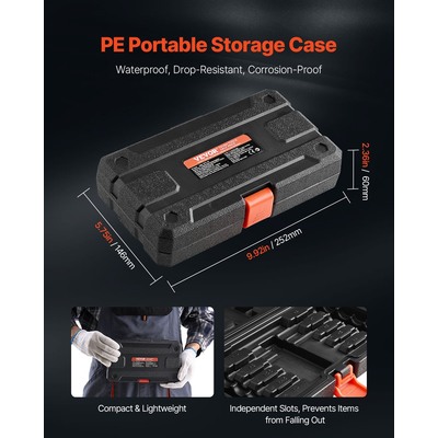 Extra Long Allen Hex Socket Socket 18-Pece 3/8 inch Drive S2 Alloy Steel Cr-V