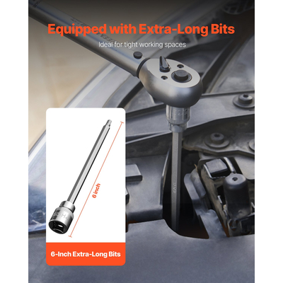 Extra Long Allen Hex Socket Socket 18-Pece 3/8 inch Drive S2 Alloy Steel Cr-V