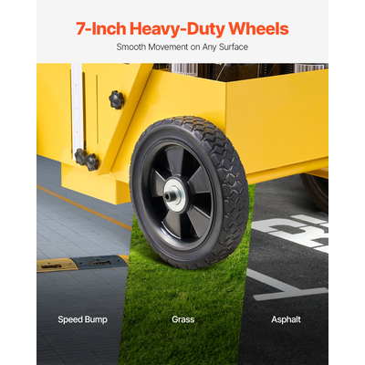 Μηχάνημα σήμανσης γραμμών VEVOR 24 x 13 x 35,4 σε κίτρινο μηχάνημα ρίγες