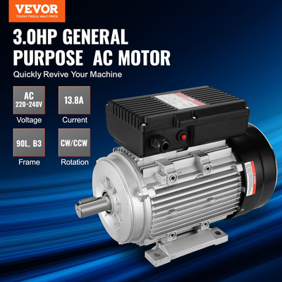 Ηλεκτρικός κινητήρας VEVOR 2,2KW 2800RPM AC 220~240V 13,8A 1-φασικός άξονας με κλειδί 24mm