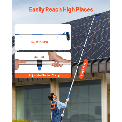 VEVOR Water Fed Pole Kit 7,3m Solar Panel Cleaning Pole with Extendable Handle