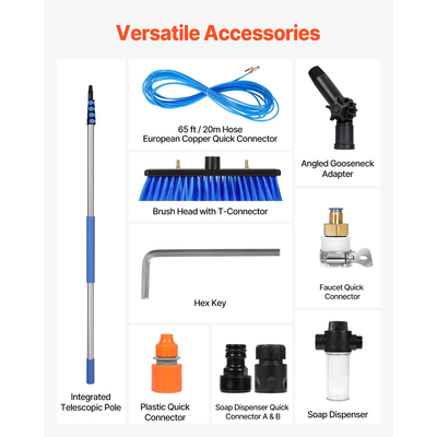 VEVOR Water Fed Pole Kit 7,3m Solar Panel Cleaning Pole with Extendable Handle