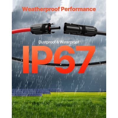 Καλώδιο επέκτασης ηλιακού πάνελ VEVOR 100FT 10AWG Αδιάβροχο καλώδιο PV 6mm² Μαύρο