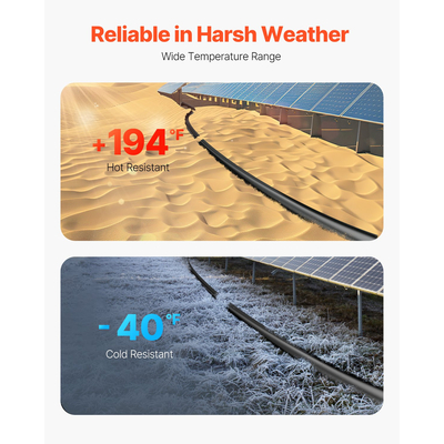 Καλώδιο επέκτασης ηλιακού πάνελ VEVOR 100FT 10AWG Αδιάβροχο καλώδιο PV 6mm² Μαύρο