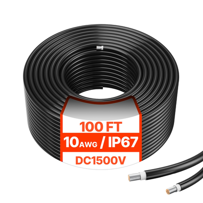 Καλώδιο επέκτασης ηλιακού πάνελ VEVOR 100FT 10AWG Αδιάβροχο καλώδιο PV 6mm² Μαύρο