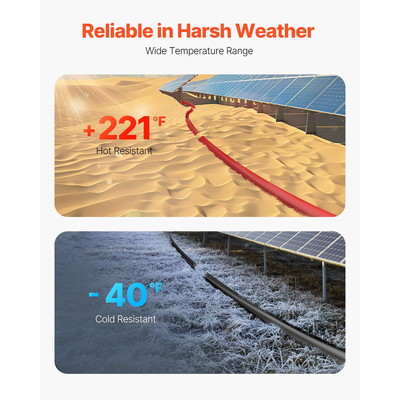 VEVOR 100FT Καλώδιο επέκτασης ηλιακού πάνελ Θηλυκοί & αρσενικοί σύνδεσμοι 10AWG Σετ 2