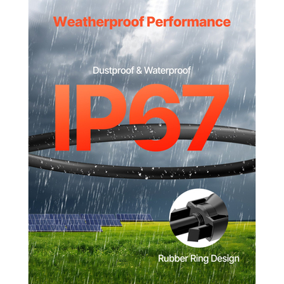 Καλώδιο επέκτασης ηλιακού πάνελ VEVOR 20FT με θηλυκούς & αρσενικούς συνδέσμους 10AWG 1 ζεύγος