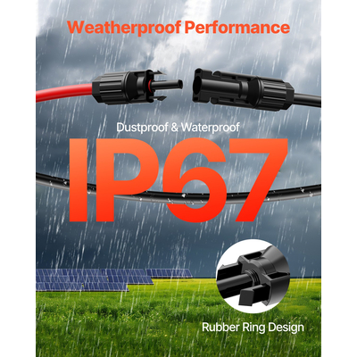 Καλώδιο επέκτασης ηλιακού πάνελ VEVOR 50FT με θηλυκούς & αρσενικούς συνδέσμους 10AWG 1 ζεύγος