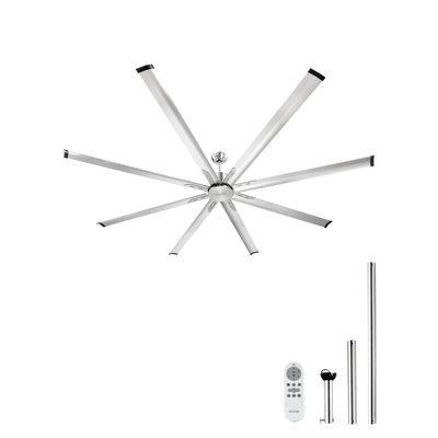 VEVOR 244 cm ανεμιστήρας οροφής αλουμινίου χωρίς φωτιστικό τηλεχειριστήριο βουρτσισμένο νικέλιο