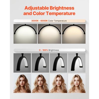 Half Moon Light for Esthetician 2 σε 1 LED δαπέδου και φωτιστικό γραφείου Φωτιστικό βλεφαρίδων τοξωτό