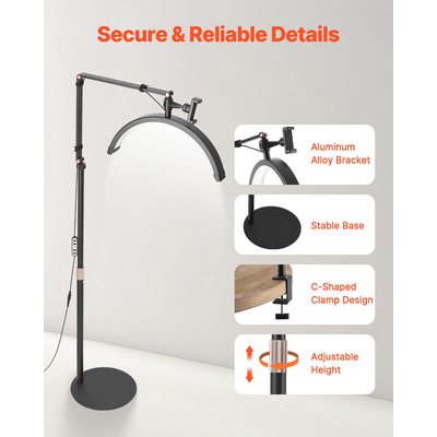 Half Moon Light for Esthetician 2 σε 1 LED δαπέδου και φωτιστικό γραφείου Φωτιστικό βλεφαρίδων τοξωτό