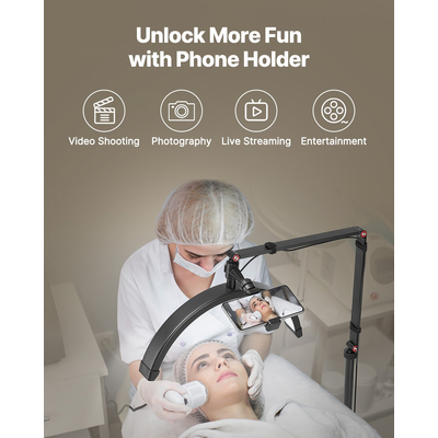 Half Moon Light for Esthetician 2 σε 1 LED δαπέδου και φωτιστικό γραφείου Φωτιστικό βλεφαρίδων τοξωτό