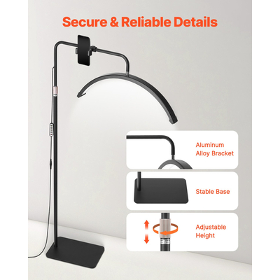 Φωτιστικό Half Moon for Esthetician Φωτιστικό δαπέδου LED 23 ιντσών με δυνατότητα ρύθμισης φωτισμού βλεφαρίδων