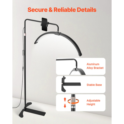 Φωτιστικό Half Moon for Esthetician Φωτιστικό δαπέδου LED 26 ιντσών με δυνατότητα ρύθμισης φωτισμού βλεφαρίδων τοξωτό