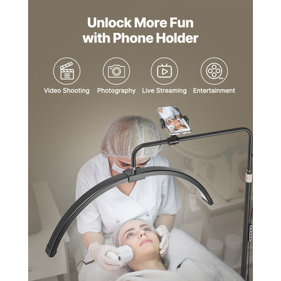 Φωτιστικό Half Moon for Esthetician Φωτιστικό δαπέδου LED 26 ιντσών με δυνατότητα ρύθμισης φωτισμού βλεφαρίδων τοξωτό