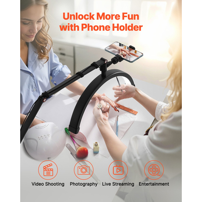 Φωτιστικό γραφείου νυχιών 20 W Κλιπ σε Half Moon Lash Light με θήκη τηλεφώνου τοξωτό LED